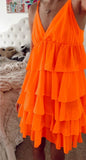 Orange Chiffon Tiered Homecoming Dresses, HZ0307