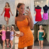 Orange Lace Applique Beaded Homecoming Dresses Mini Graduation Dress, HZ0307