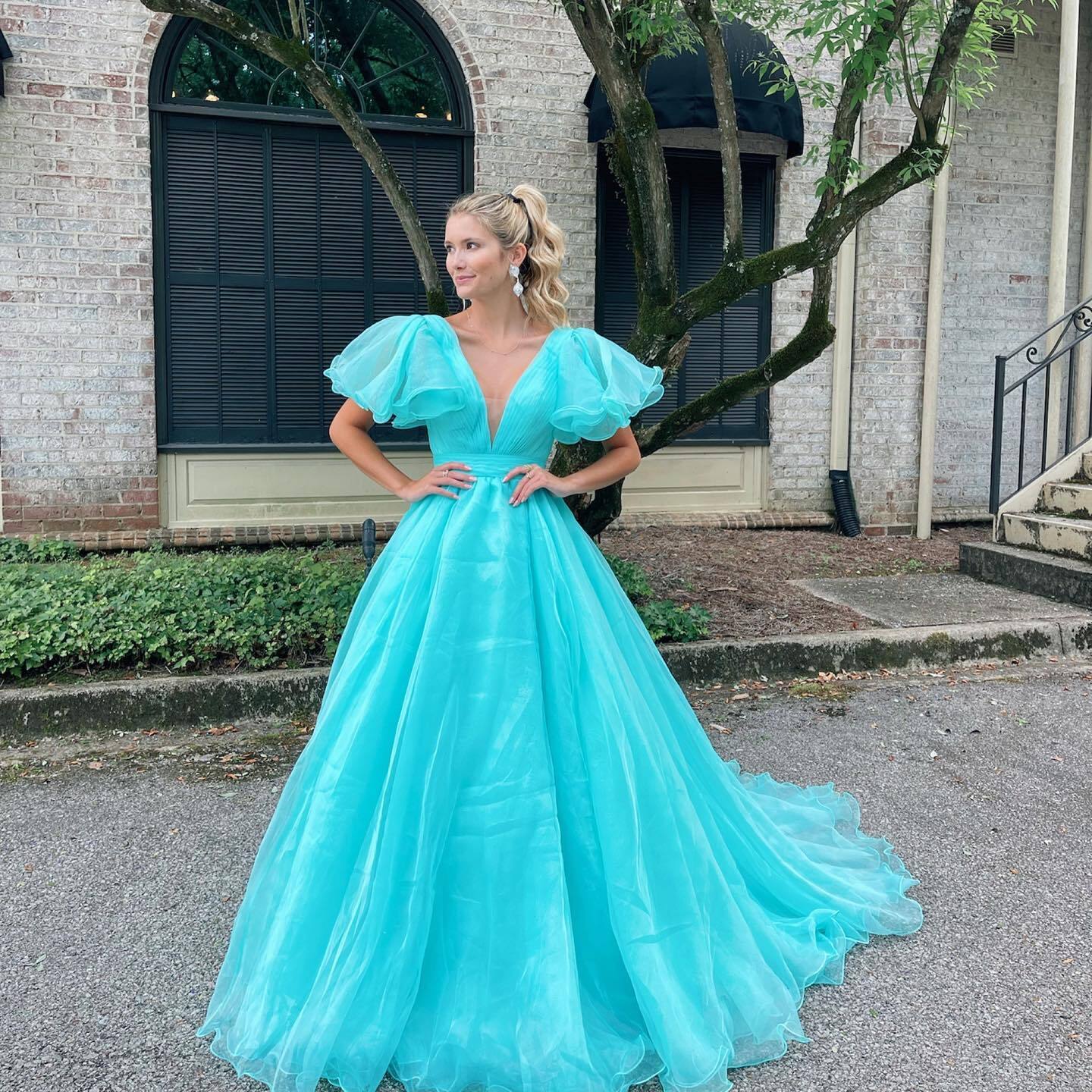 Orange A-line Long Formal Dress with Flutter HZ0307