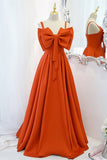 Orange Bow Knot Long Formal HZ0307