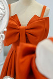 Orange Bow Knot Long Formal HZ0307