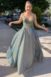 Glitter Spaghetti Straps A-Line Prom HZ0307