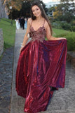Glitter Spaghetti Straps A-Line Prom HZ0307
