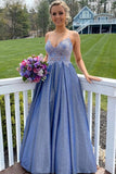 Glitter Spaghetti Straps A-Line Prom HZ0307