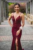 Burgundy Mermaid Open Back Long Prom HZ0307