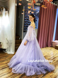 LTP1287,Amazing Off-the-shoulder Long Sleeves Beaded Appliqued Slit Tulle Prom Evening HZ0307
