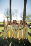 Pastel Yellow Bridesmaid Dresses, Strapless Mermaid Bridesmaid Dress, HZ0307