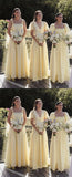Pastel Yellow Chiffon Long Bridesmaid Dresses, HZ0307