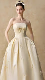 Pastel Yellow Strapless Prom Dresses Sleeveless Long Party Formal HZ0307