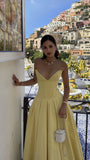 Pastel Yellow Sweetheart Prom Dress, Sleeveless A-Line Ball HZ0307