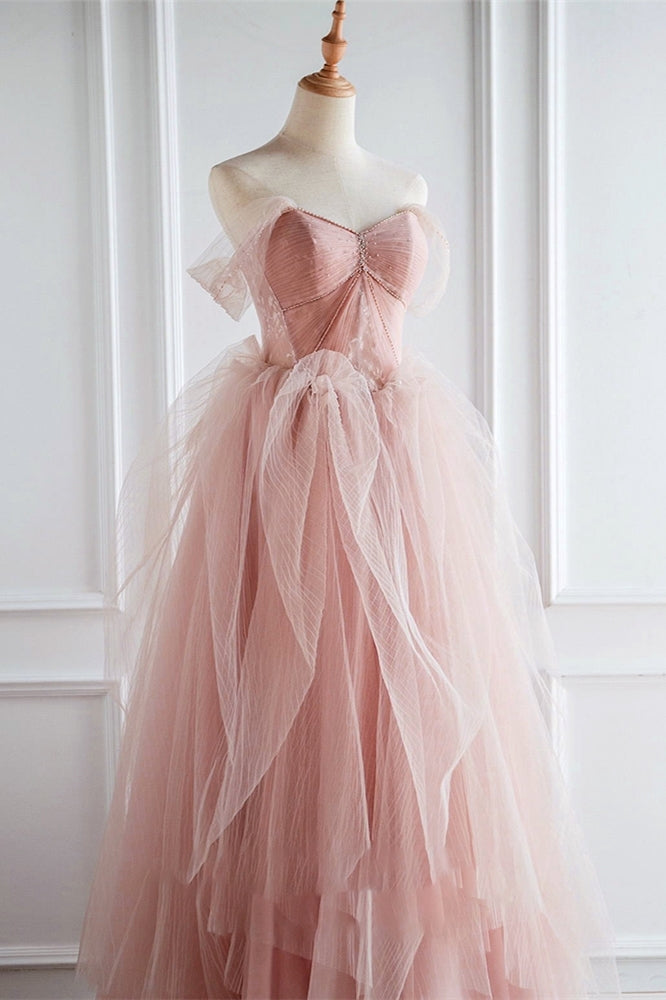 Peach Ball Gown with Off the Shoulder HZ0307
