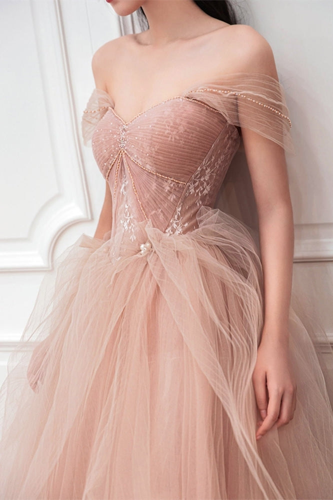 Peach Ball Gown with Off the Shoulder HZ0307