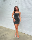 Pearl Beaded Sequin Homecoming Dresses Strapless Mini Party Gown, HZ0307