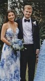 Pearl Halter Floral Chiffon Party Dress, V-neck Sheath Long Prom HZ0307