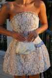 Pearl Lace Short Prom Dresses, Sleeveless Evening Gown, HZ0307