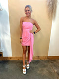 Pink Homecoming Dresses Strapless Mini Party Dress, HZ0307