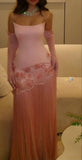 Pink Strapless Sheath Prom Dresses Split Tassel Evening Graduation HZ0307