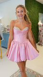 Pink Sweetheart Beaded Satin Homecoming HZ0307