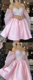 Pink A-Line Homecoming Dress, Sequin Mini Prom Birthday Dresses, HZ0307