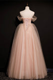 Peach Ball Gown with Off the Shoulder HZ0307