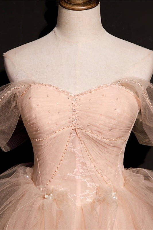 Peach Ball Gown with Off the Shoulder HZ0307