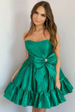 Pink Strapless A-Line Homecoming Dresses With Bowknot, HZ0307