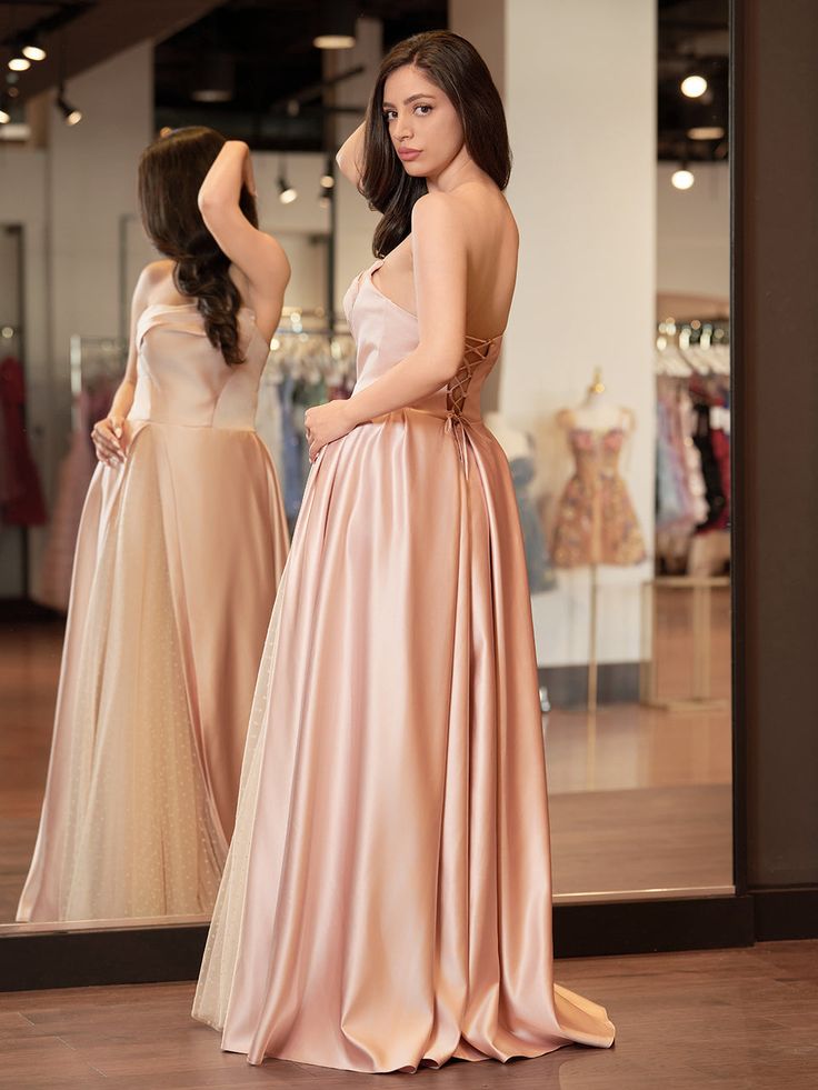 Pink Strapless A-Line Prom Dress With Dots Tulle Party Dresses, HZ0307