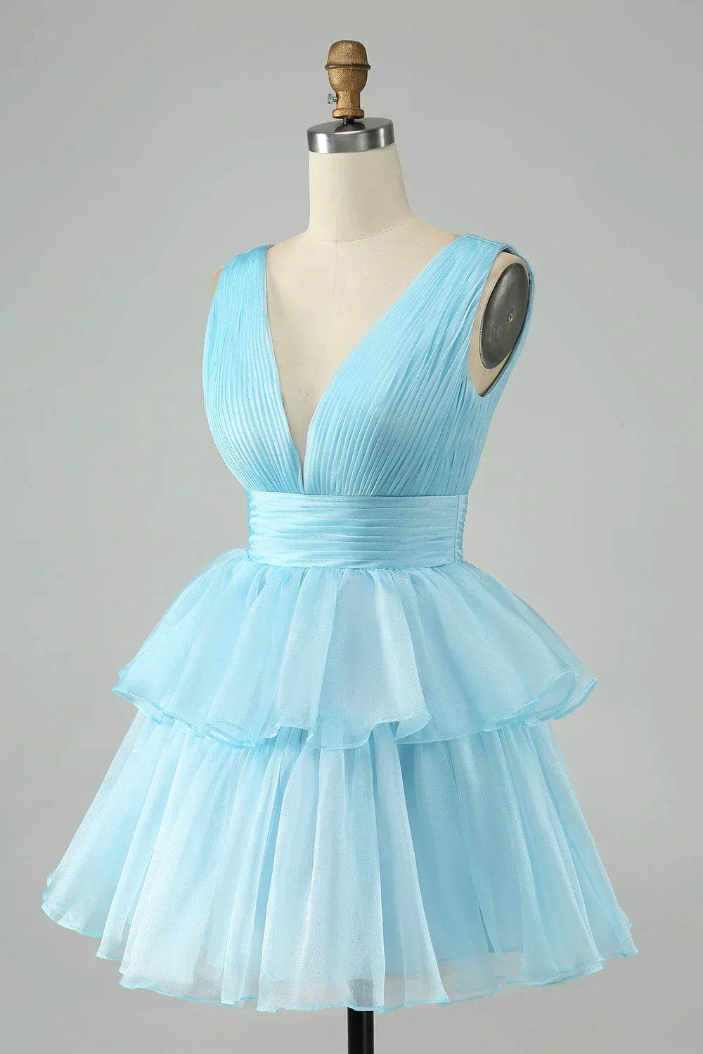 Pink V-Neck Homecoming Dress Chiffon V-Neck School Party Dress, HZ0307