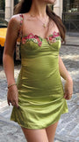 Popular Olive Green Floral Homecoming Dresses Girls Summer Dress, HZ0307
