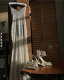 Pretty Mermaid Halter Neckline Long Sequin Champagne Party Dresses Prom Dress , HZ0307