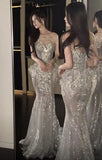 Pretty Mermaid Sequin Long Prom Dresses Sequin Party Dress, HZ0307