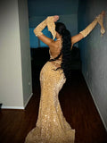 Pretty Sheath V Neckline Red Sequin Long Prom Dresses Formal Evening Dress , HZ0307