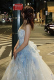 Fairy Princess Strapless Floral Party Dresses A-Line Dance Prom Ball HZ0307