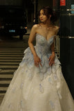 Fairy Princess Strapless Floral Party Dresses A-Line Dance Prom Ball HZ0307