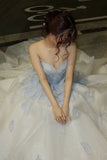 Fairy Princess Strapless Floral Party Dresses A-Line Dance Prom Ball HZ0307