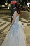 Fairy Princess Strapless Floral Party Dresses A-Line Dance Prom Ball HZ0307