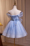 Princess Light Blue A-Line Lace Homecoming Dresses, HZ0307