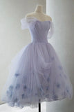 Princess Light Purple Tulle High Low Floral Homecoming Dress, HZ0307