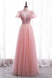 Princess High Neck Pink Long Party HZ0307