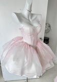 Princess Light Pink Ball Gown Sweetheart Organza Party Dress Homecoming Dresses, HZ0307