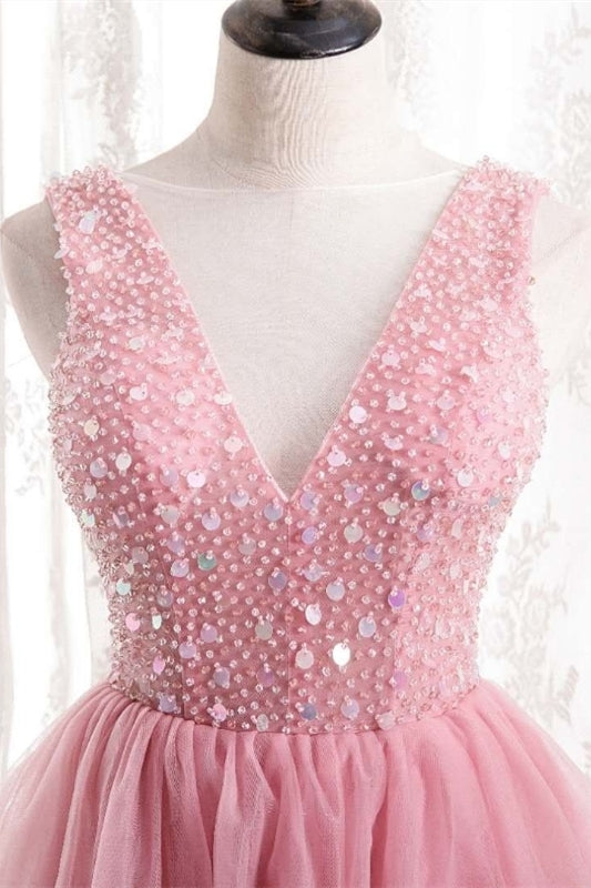 Princess Pink Tiered Tulle Long Formal HZ0307