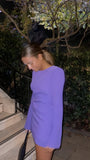 Purple Long Sleeves Party Dresses Open Back Homecoming HZ0307