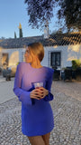 Purple Long Sleeves Party Dresses Open Back Homecoming HZ0307