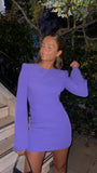 Purple Long Sleeves Party Dresses Open Back Homecoming HZ0307