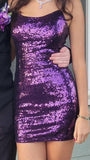 Purple Sequin Bodycon Homecoming Dresses Mini Party Graduation HZ0307