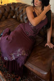Purple Spaghetti Straps Floral Party HZ0307