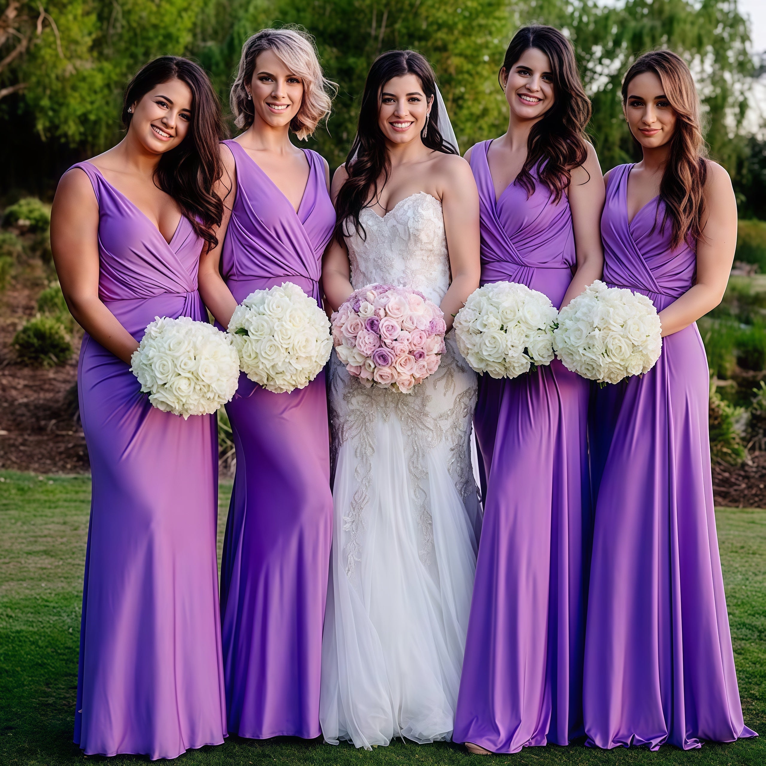 Purple V-Neck Sheath Party Dress, Sleeveless Full Length Bridesmaid HZ0307