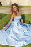 LTP0915,Simple Satin Long Prom Dress ,Light Blue Evening Dress,Winter Formal HZ0307