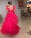 LTP1233,Sweet Hot Pink Tulle Prom Dresses,A-Line Evening Formal HZ0307