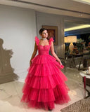 LTP1233,Sweet Hot Pink Tulle Prom Dresses,A-Line Evening Formal HZ0307